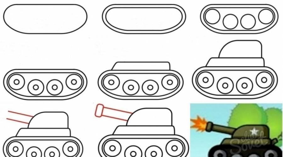 Как нарисовать танк поэтапно для начинающих — карандашом
