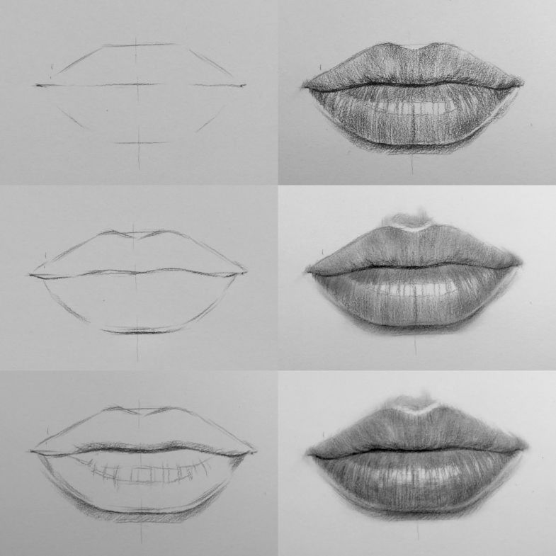 Простой вариант как нарисовать губы карандашом для начинающих Способы и варианты рисования губ в разных ракурсах