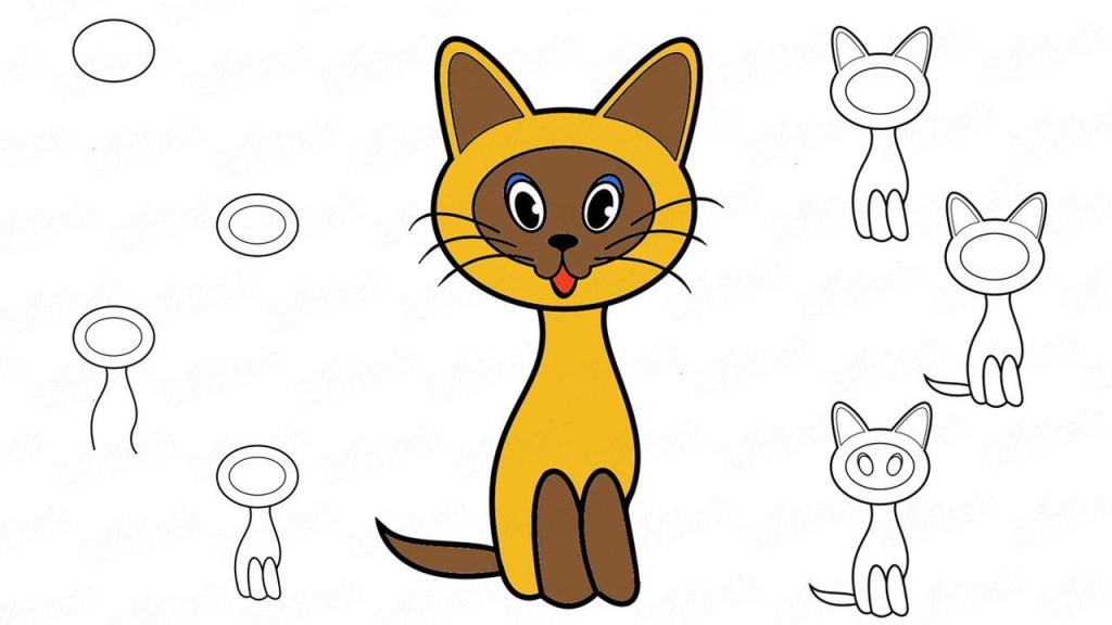 Как нарисовать кошку, кота, котенка видео уроки для детей » рисуем кошечек, котов и котят легко поэтапно карандашом и красками