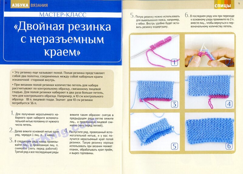 Виды вязания резинки спицами со схемами: пошаговые мк с фото и видео для начинающих