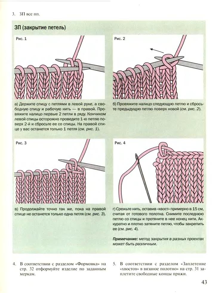 Как закрыть петли иглой на прямом участке вязания