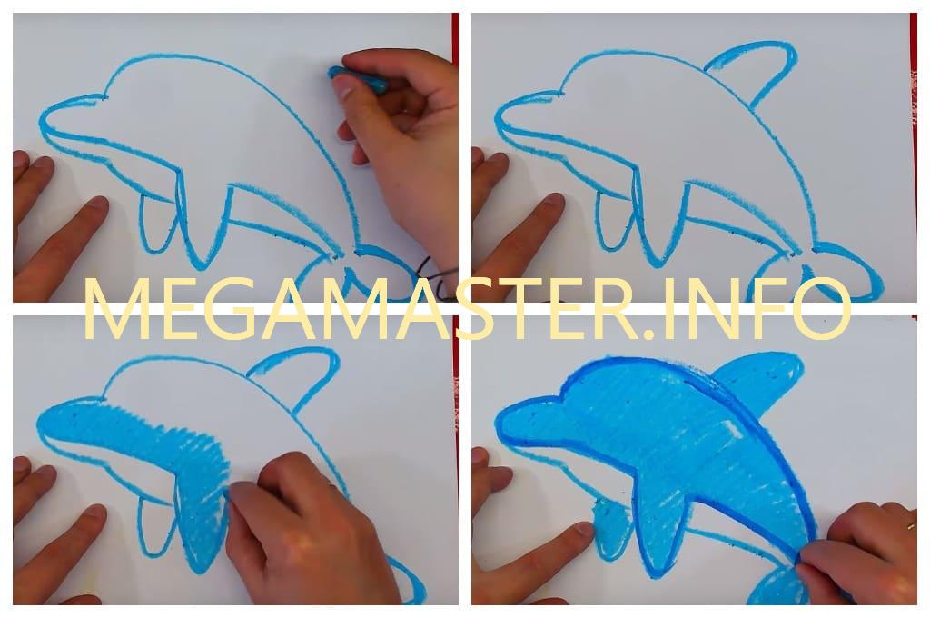 Как нарисовать дельфина поэтапно легко и просто