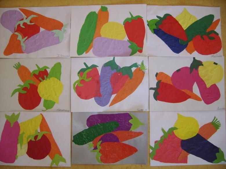 Аппликация "овощи и фрукты" для детей разных возрастных групп детского сада :: syl.ru