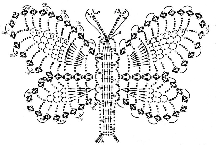Схемы ажурных бабочек крючком