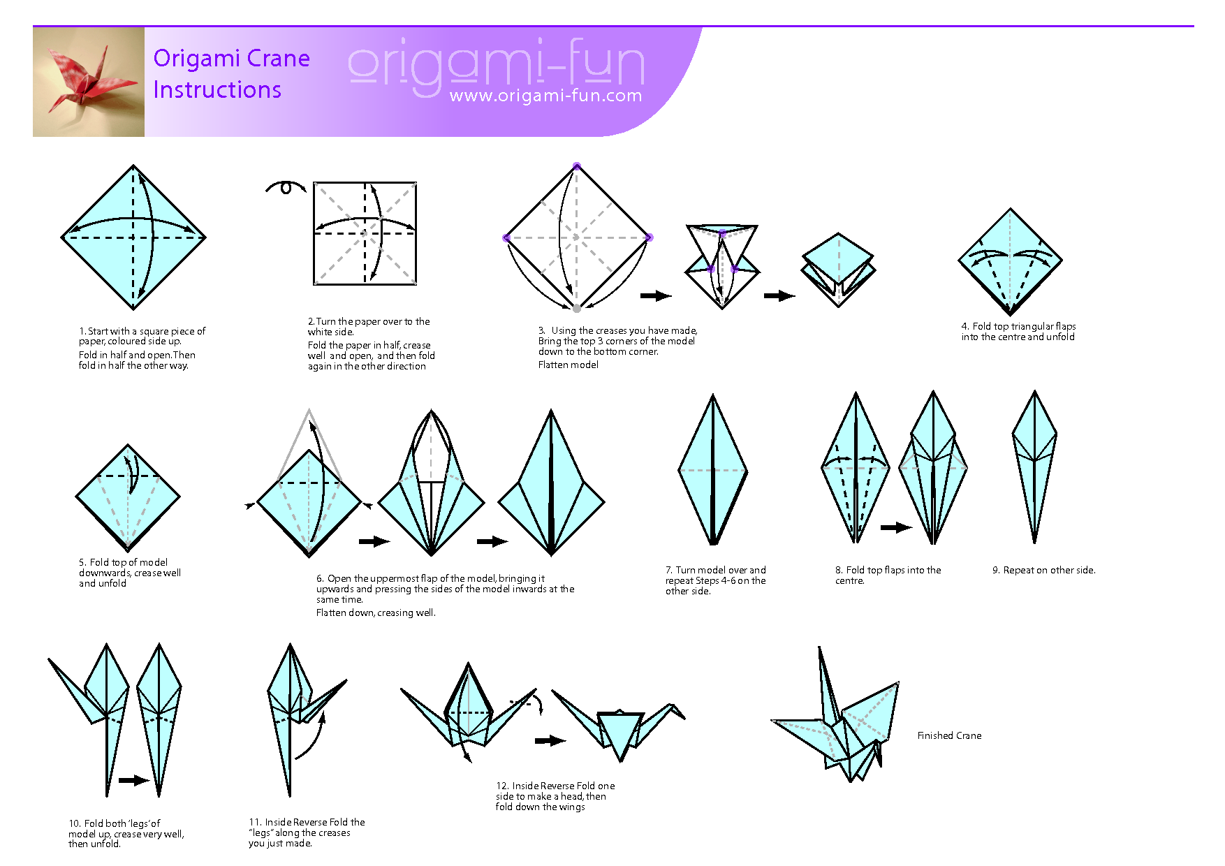 Как сделать оригами журавлика из бумаги поэтапно