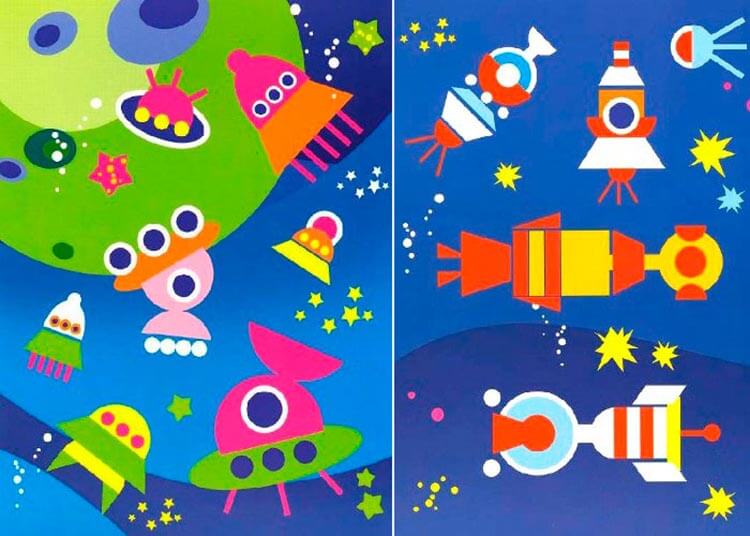 Ракета аппликация для детей 6 7 лет. Аппликация космос. Аппликация космос для детей. Аппликация на тему космонавтики. Детские аппликации про космос.