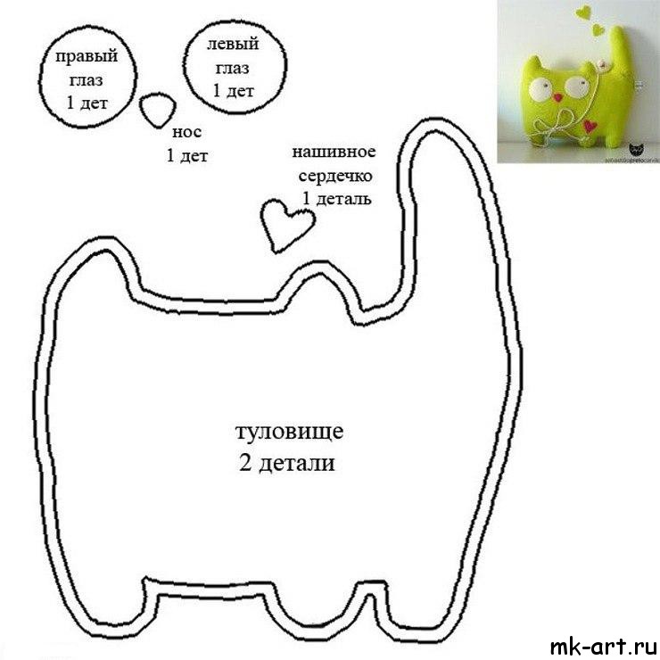 Мягкая игрушка котик своими руками выкройки и схемы для начинающих