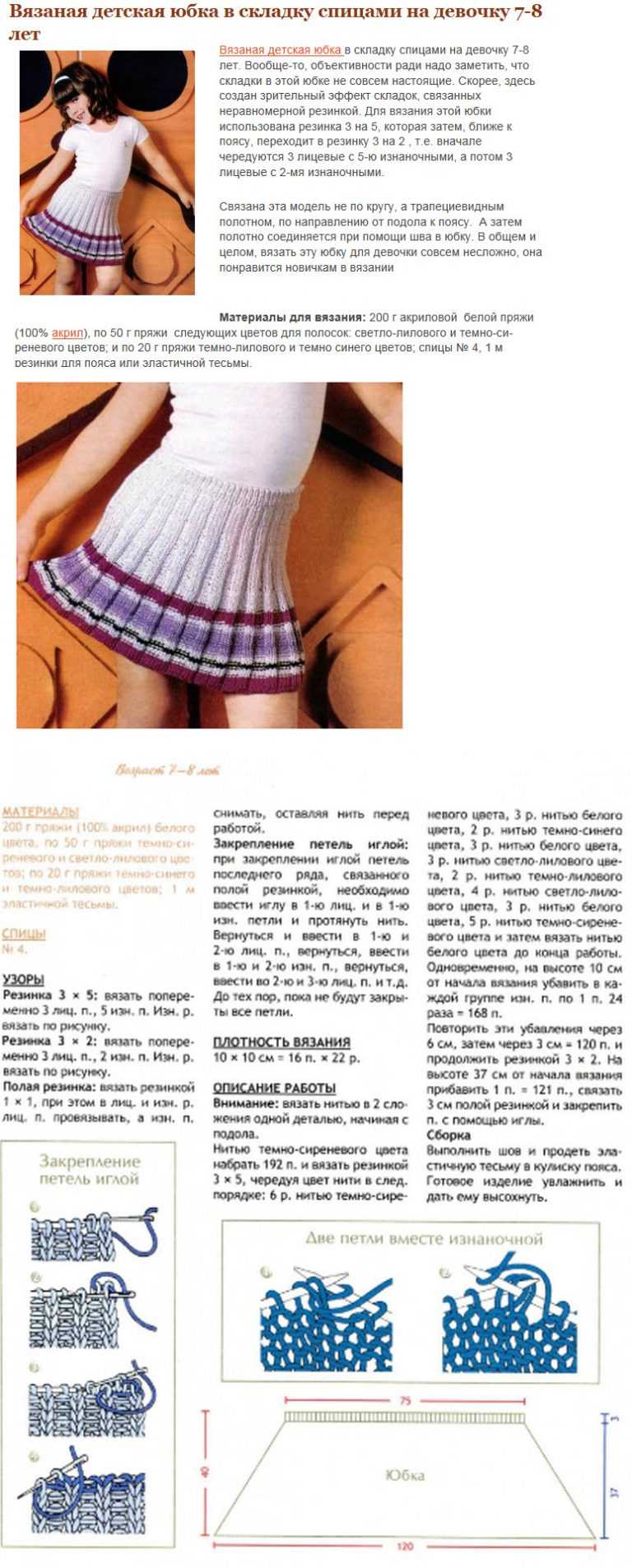 Схемы вязания спицами для детей. юбки для девочек (мк с описанием и видео уроки)