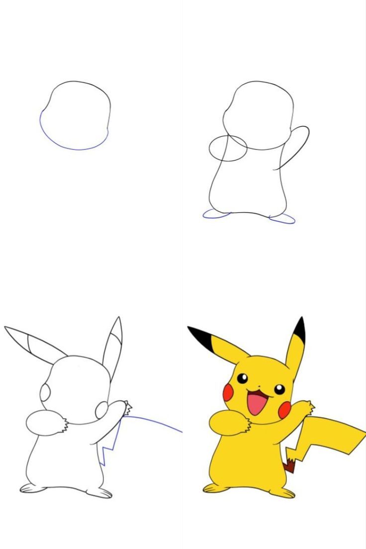 Как нарисовать пикачу карандашом поэтапно по клеточкам для детей