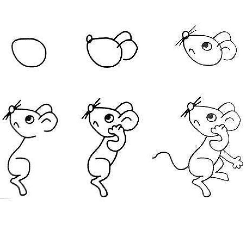 Как нарисовать мышь поэтапно карандашом — легкие детские мастер-классы для начинающих