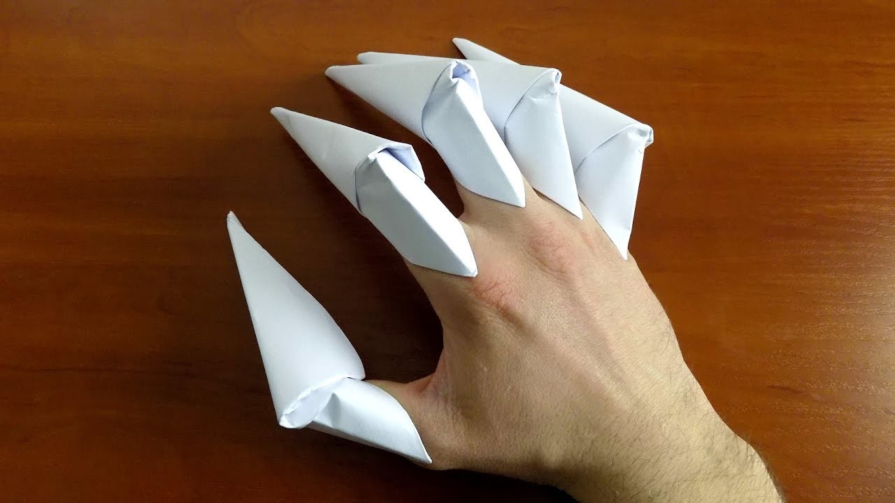 Как сделать когти из бумаги - на пальцы, как у росомахи, как у рыси - видео уроки