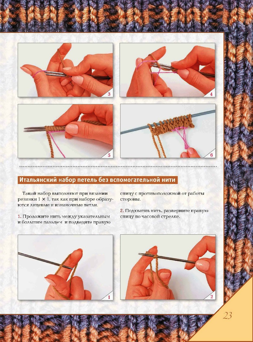 Итальянская резинка спицами: схема вязания