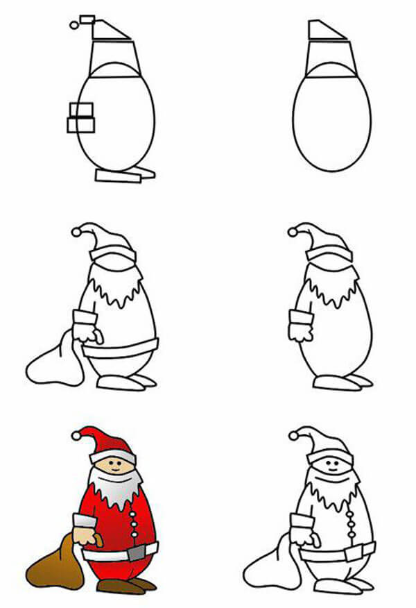 Как нарисовать деда мороза поэтапно: красивые новогодние рисунки
