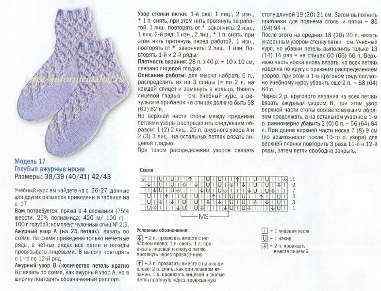 Простые схемы с описанием вязания ажурных носков спицами. самые красивые ажурные носки спицами, подборка схем и описаний