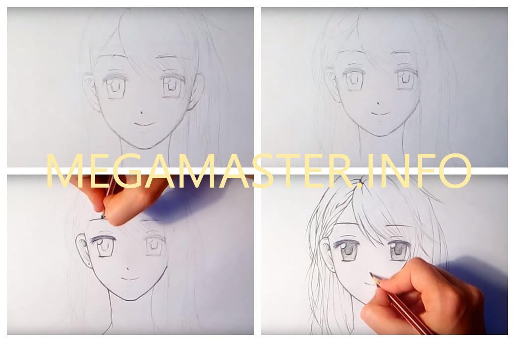 Как нарисовать девочку карандашом Рисуем голову и шею, платьице, ножки и ручки Девочка в стиле аниме для начинающих