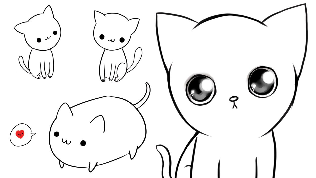 Как нарисовать кошку, кота, котенка видео уроки для детей » рисуем кошечек, котов и котят легко поэтапно карандашом и красками