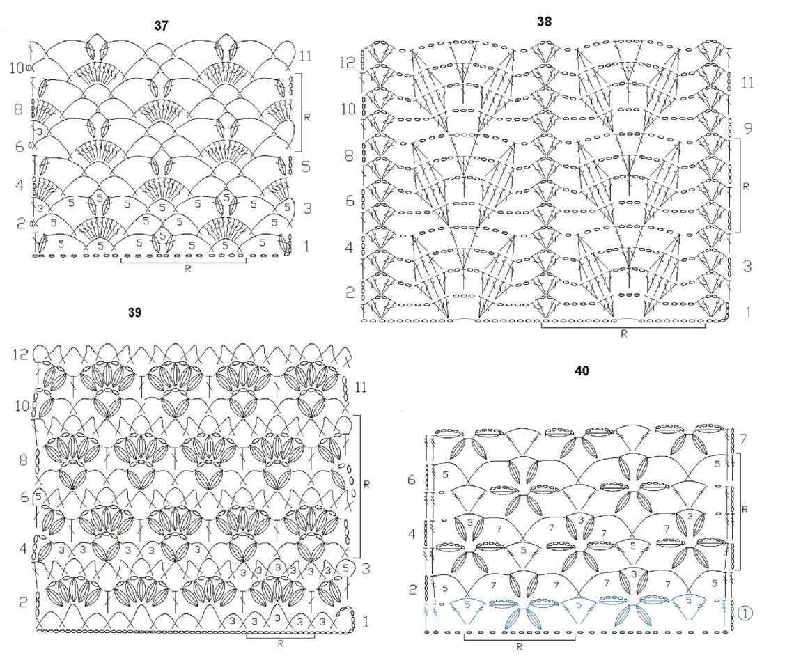 Узоры крючком со схемами красивые для кофты ажурные простые