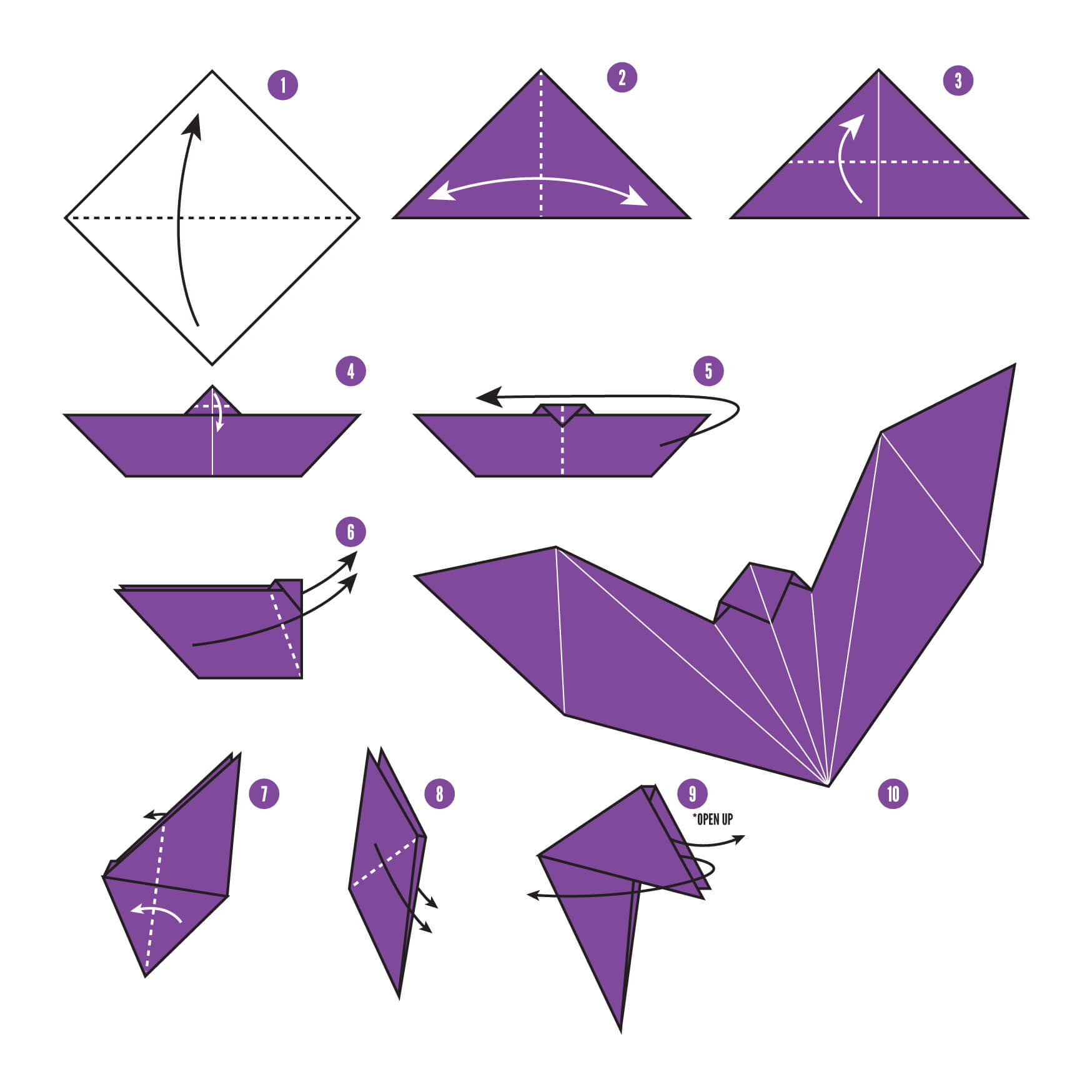 Летучая мышь оригами схема