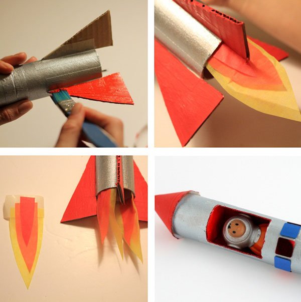 Как сделать ракету из подручных материалов для детей? шаблоны ракеты из бумаги и картона