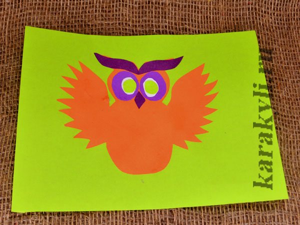 Аппликация сова — мастер-классы для детского сада и школы из цветной бумаги, ткани, ватных дисков