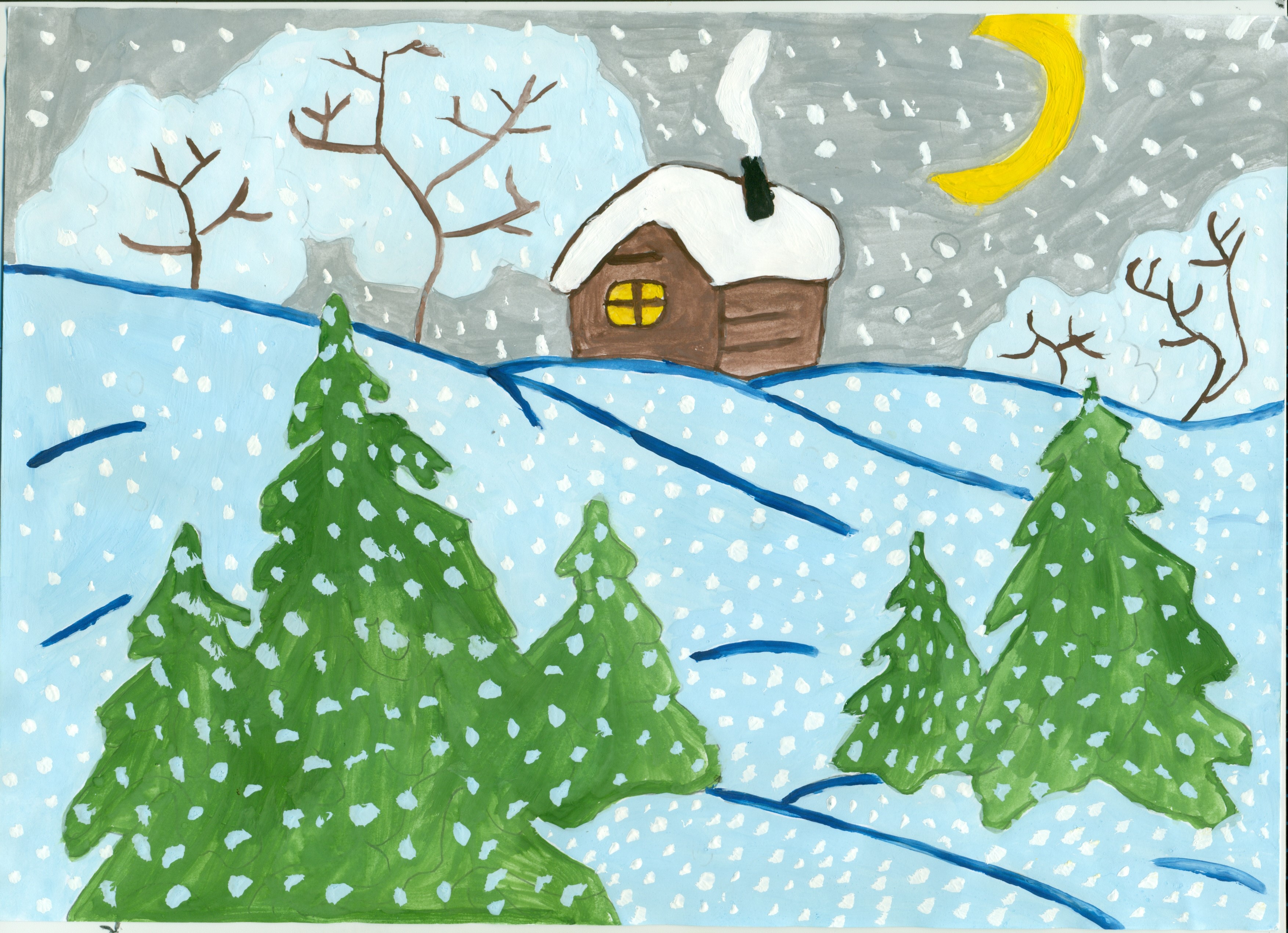 картинки рисованные зима