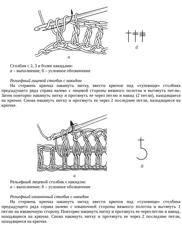 Столбик с 2 накидами – пошаговая инструкция по вязанию