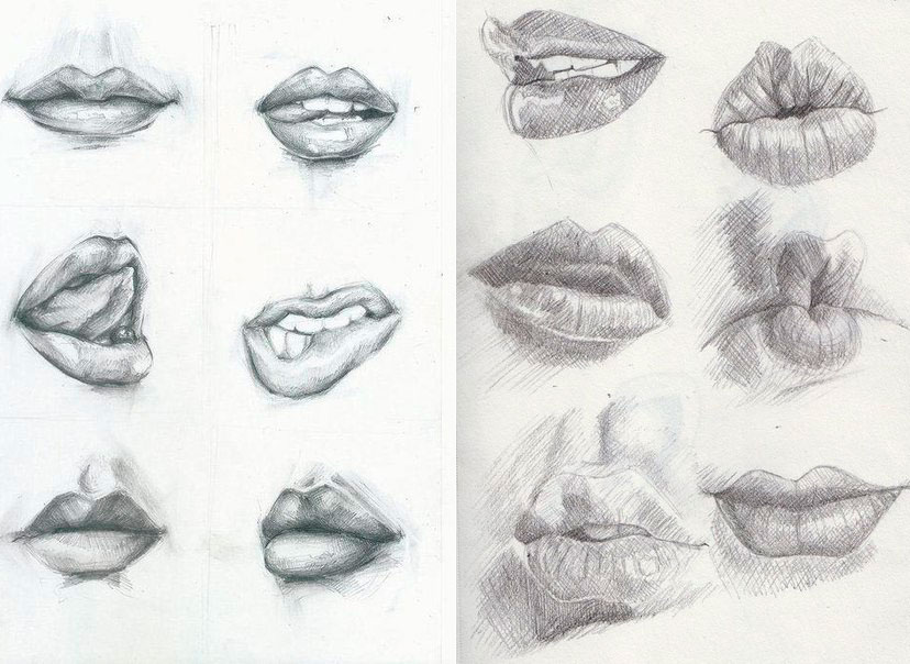 Как поэтапно нарисовать губы карандашом для начинающих