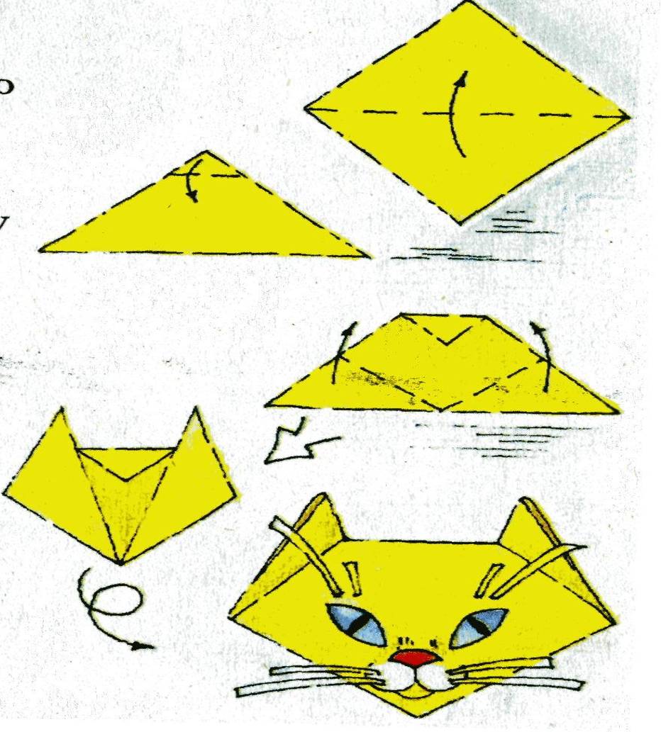 Оригами кошка из бумаги для детей: поэтапная инструкция для начинающих из мелких модулей