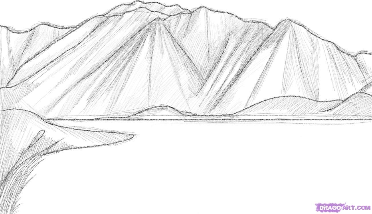 Как нарисовать горы - поэтапный мастер-класс как сделать реалистичный рисунок гор и холмов