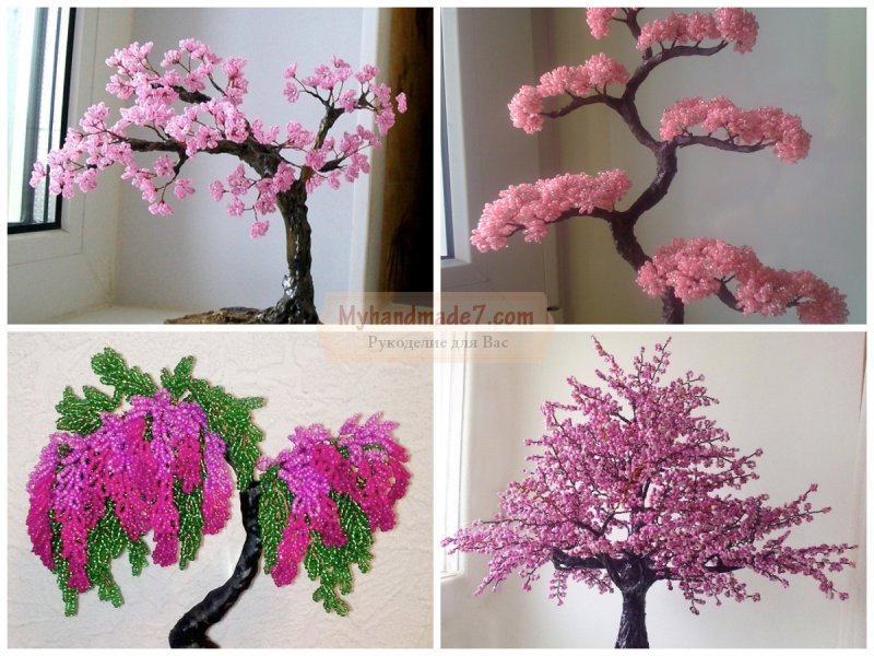 Дерево бонсай и сакура из бисера: схемы для начинающих с описанием Красивая цветущая сакура - выбор бисера для плетения цветков и веточек