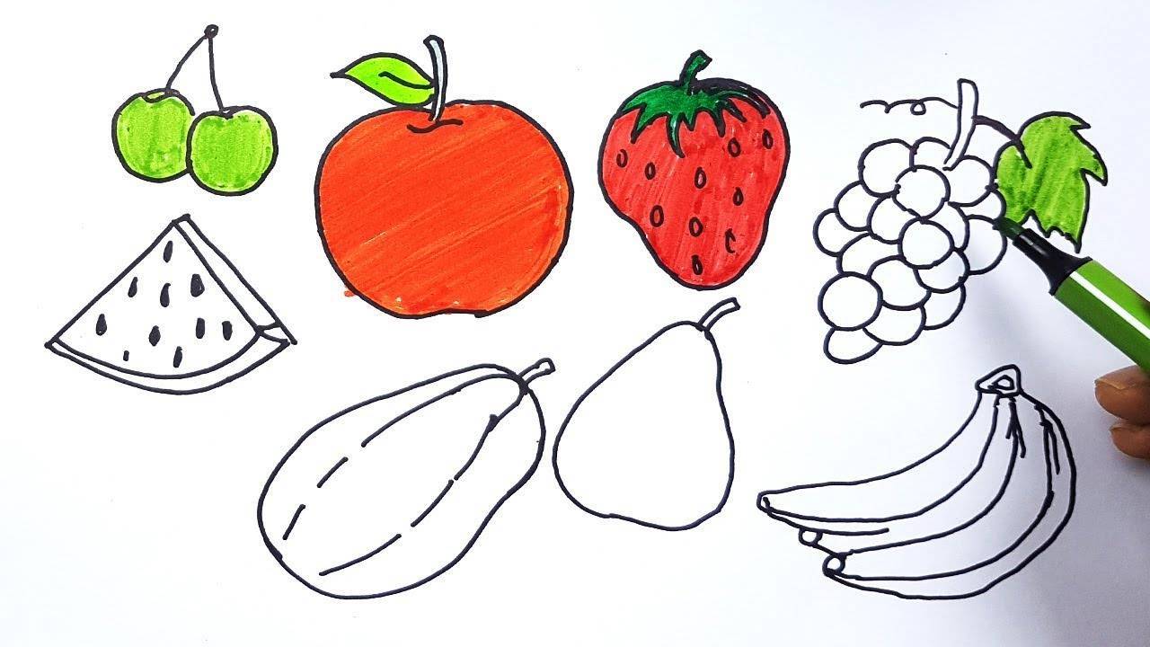 Натюрморт с фруктами для детей 2-3-6 класс поэтапно карандашом, красками. как нарисовать