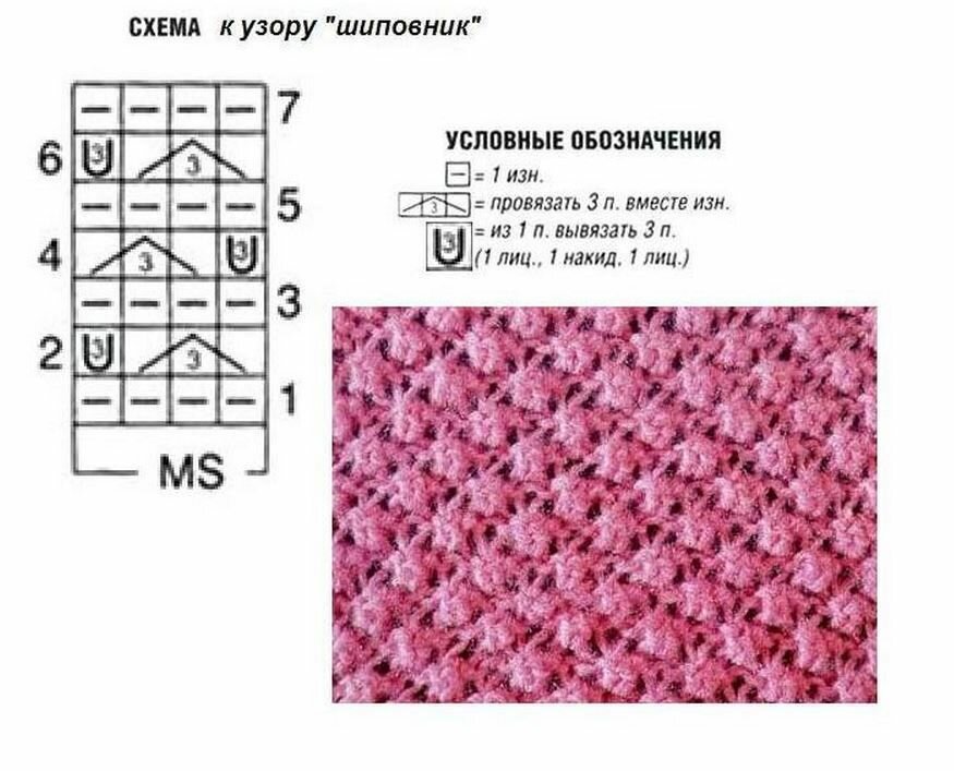 В нашей статье вы найдете подробное описание узора для вязания спицами Шиповник Предлагаем также вашему вниманию видео-урок и образцы моделей