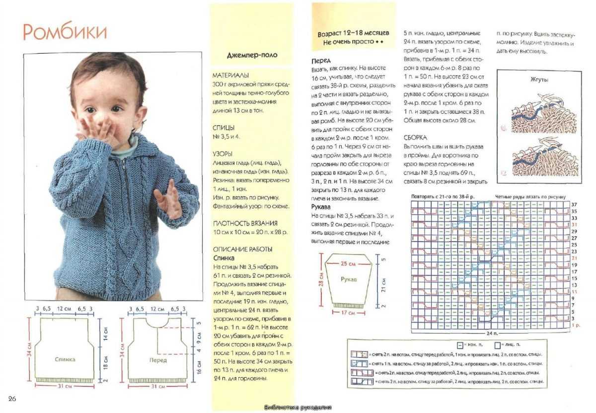 Вязание детского пуловера для мальчика спицами: на 2-3 года, 6-7, 8-9, 10-11 лет art-textil.ru