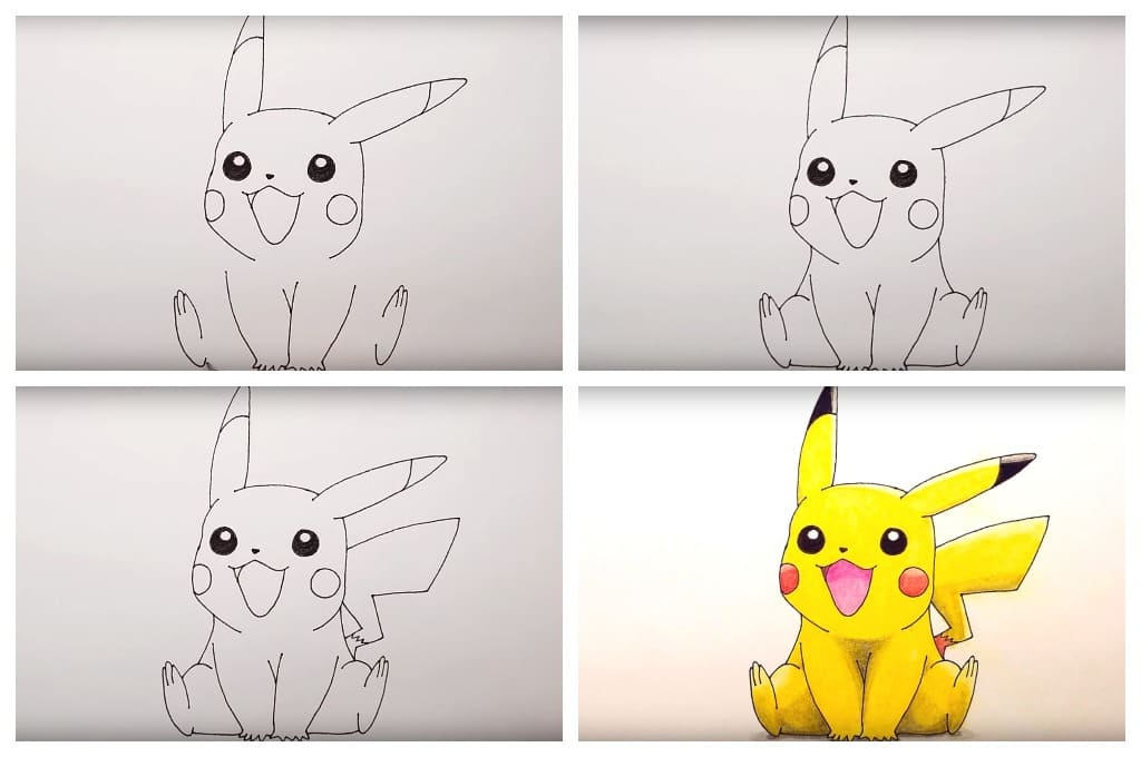 Как нарисовать покемона | рисунок покемона пикачу поэтапно карандашом
