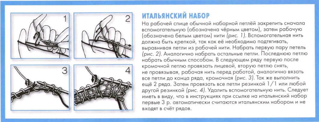Плотный край при вязании спицами: описание для набора петель