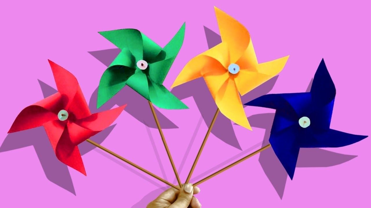 Вертушка оригами из бумаги на палочке, пластика своими руками: описание, фото
