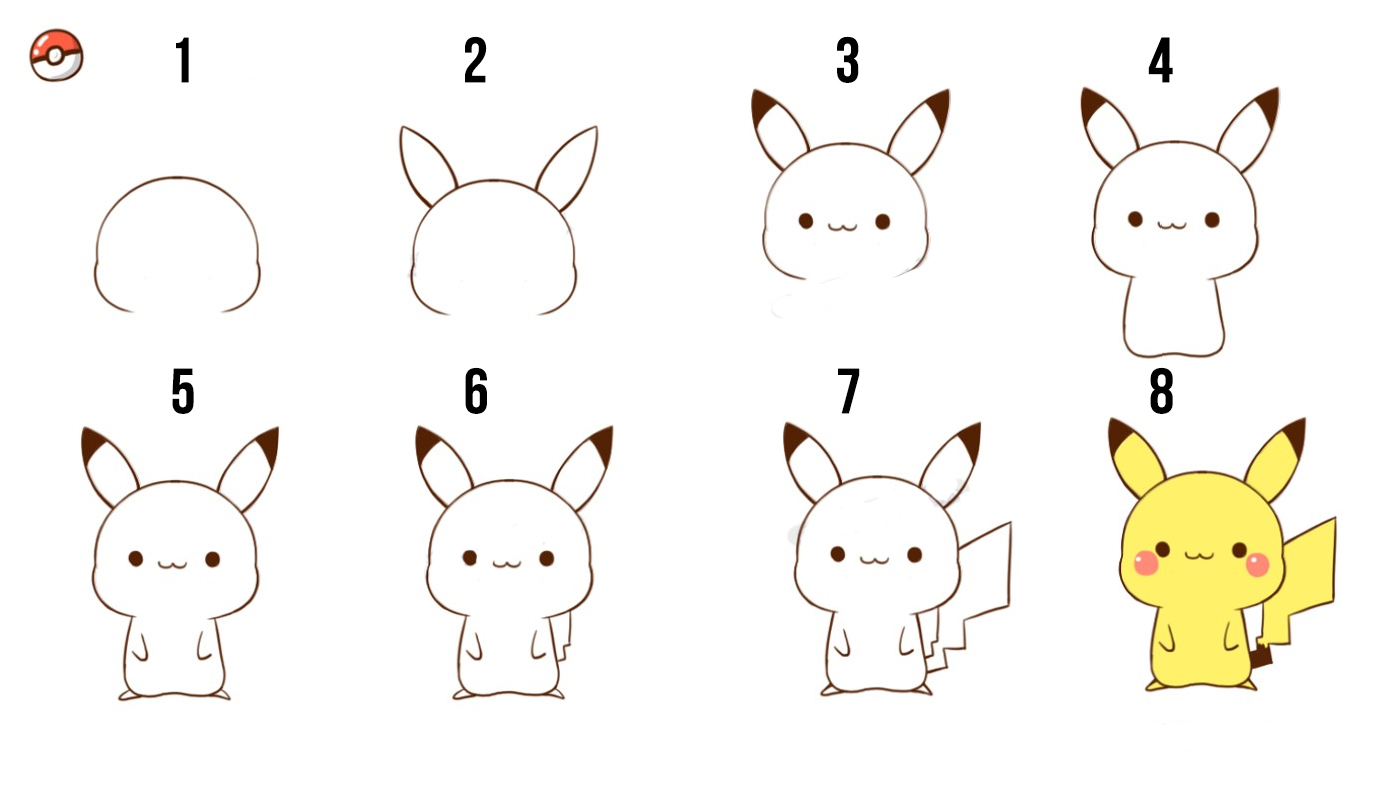Как нарисовать покемона пикачу  поэтапно 8 уроков