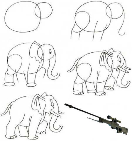 Рисунок слона карандашом: фото идеи, поэтапный мастер-класс для детей ♥ рисунки карандашом поэтапно