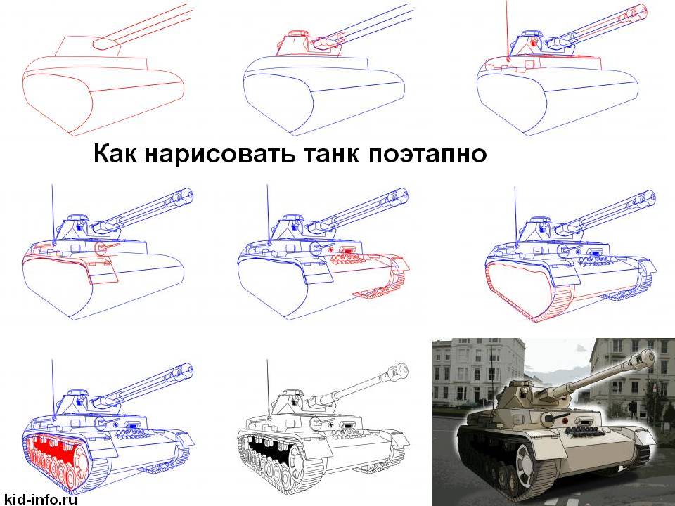 Как нарисовать танк т-34 ребенку поэтапно карандашом. как легко нарисовать военный танк тигр для начинающих