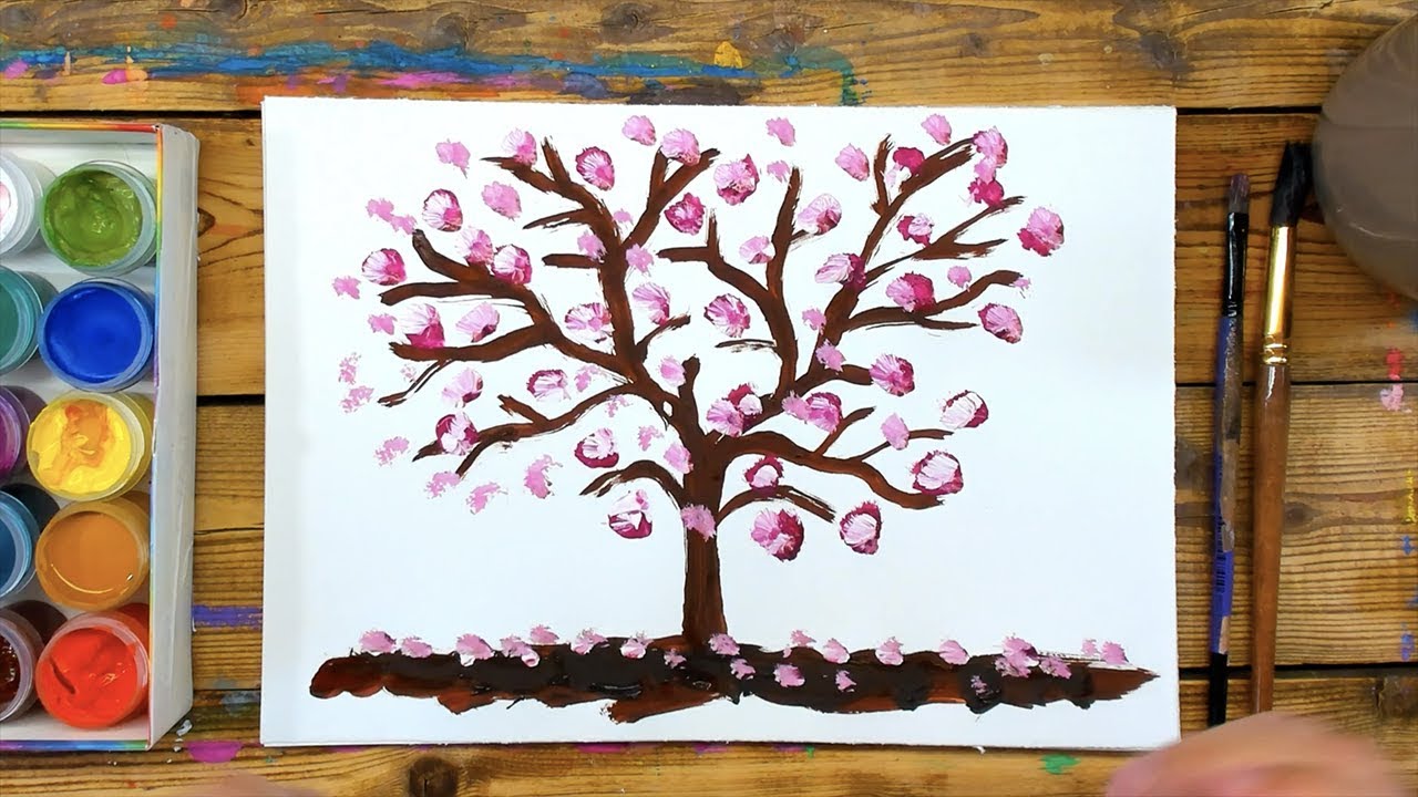 Как нарисовать дерево крандашом и красками для начинающих