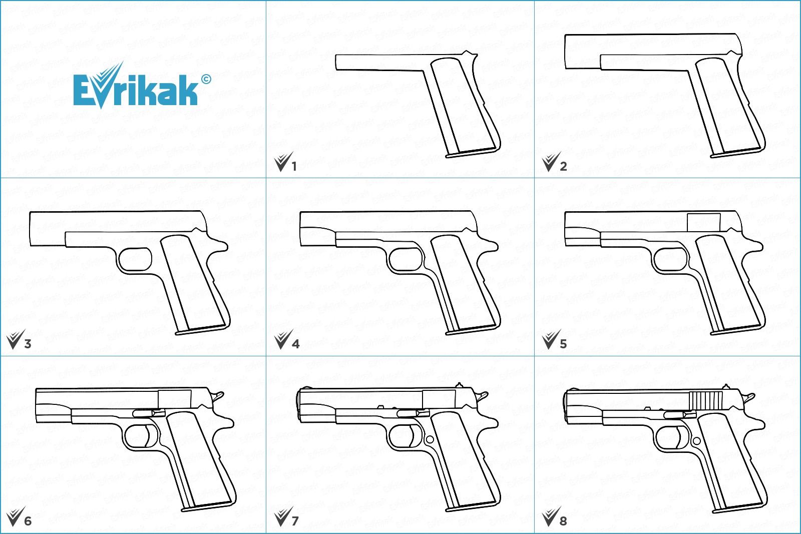 Пистолет один из сложных элементов для рисования карандашом Подборка поэтапных мастер-классов по рисованию пистолет карандашом - фото идеи, дельные советы, примеры