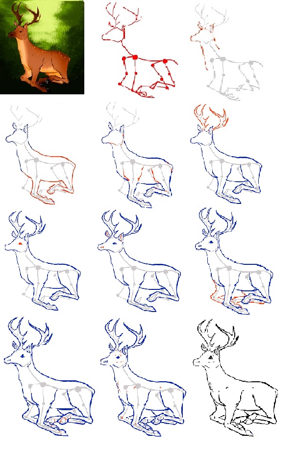 Как нарисовать оленя карандашом поэтапно - легкая и простая инструкция по рисованию для новичков