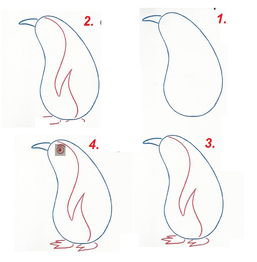 Как нарисовать пингвина схема