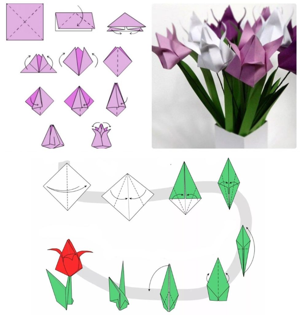 Букет цветов оригами из бумаги своими руками