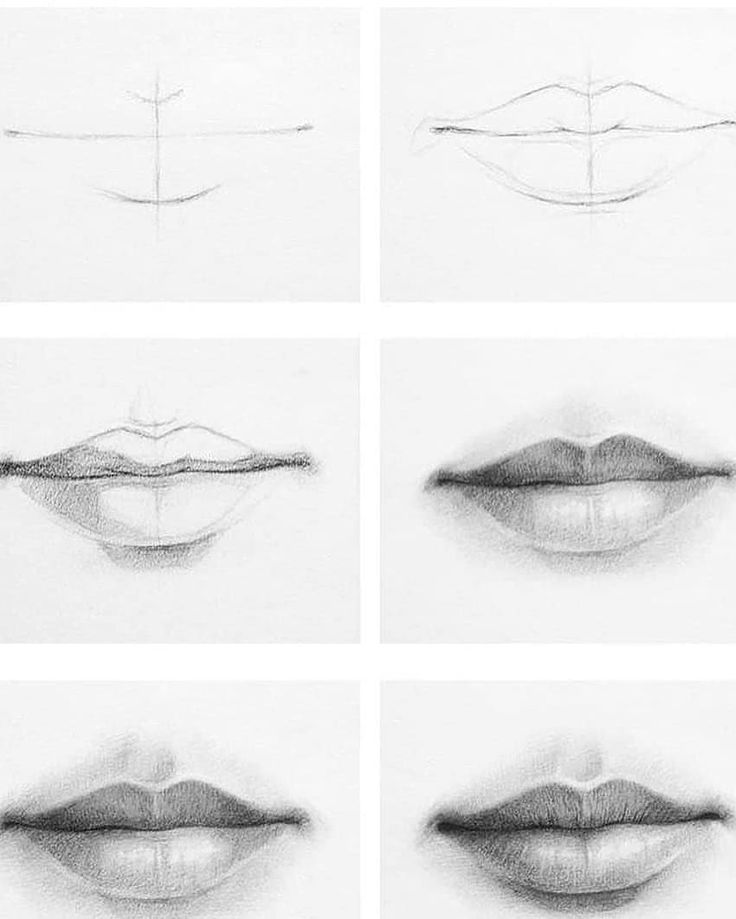 Как рисовать губы карандашом, поэтапно, для начинающих