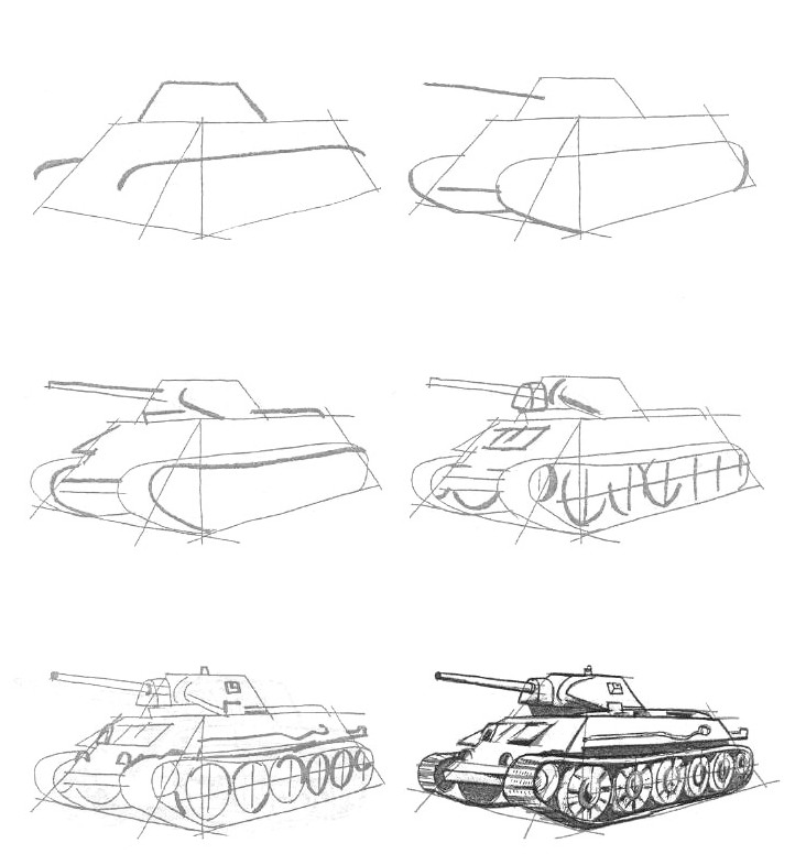 Как нарисовать танк: поэтапное описание, особенности строения и особенности техники (140 фото и видео)