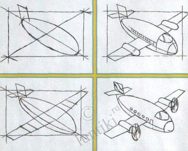 Как нарисовать самолет | рисунок самолета поэтапно карандашом