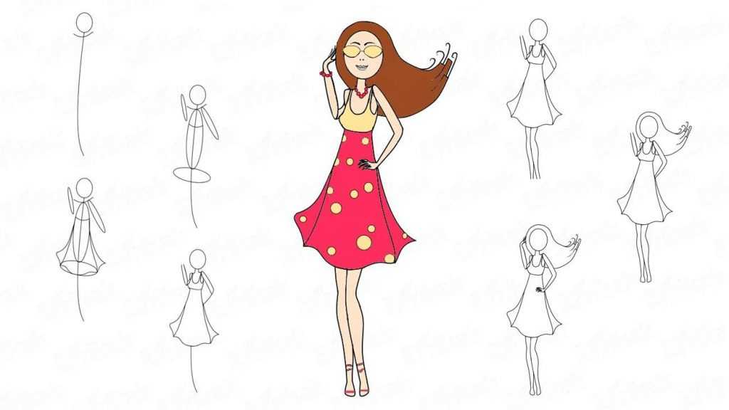 Рисование в старшей группе «девочка в нарядном платье»: образец, поэтапный конспект занятия + образцы