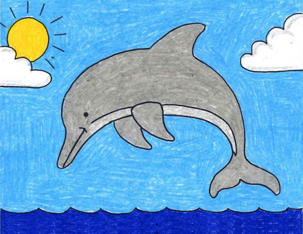 Как нарисовать дельфина карандашом, поэтапная инструкция
