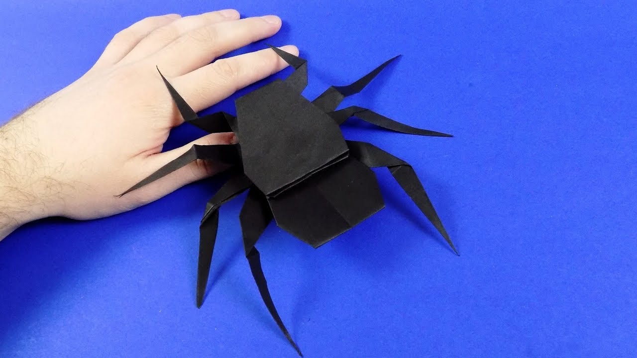 Оригами паук из бумаги: пошаговая подробная схема сборки изделия в виде паука (65 фото)